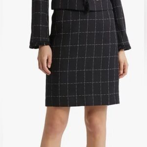 Tahari ASL Windowpane Check Black and White Pencil Skirt NWT Size 6
